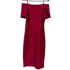 🟣 LOVE J MAROON ELEGANT OFF/ON-SHOULDER BODYCON DRESS SIZE LARGE